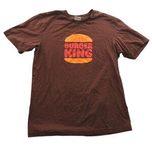 Burger King Uniform T-Shirt Medium Brown Logo Short Sleeve Crew Neck Unisex